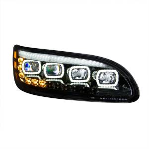 UNITED PACIFIC - UNITED PACIFIC - 35844 - FARO QUAD-LED NEGRO CON LED DRL Y SEQ. SEÑAL PARA PETERBILT 386- PASAJERO 2005-2015 - Image 3