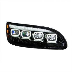 UNITED PACIFIC - UNITED PACIFIC - 35844 - FARO QUAD-LED NEGRO CON LED DRL Y SEQ. SEÑAL PARA PETERBILT 386- PASAJERO 2005-2015 - Image 4