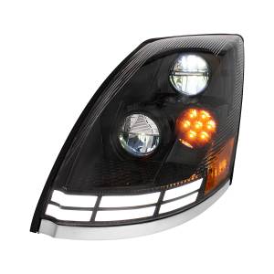 UNITED PACIFIC - 35895 - FARO LED NEGRO CON BARRAS DE LUCES LED DE DOBLE COLOR PARA VOLVO VN/VNL 2003-2017 - CONDUCTOR