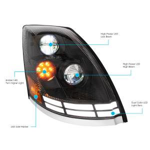 UNITED PACIFIC - UNITED PACIFIC - 35896 - FARO LED NEGRO CON BARRAS DE LUCES LED DE DOBLE COLOR PARA VOLVO VN/VNL 2003-2017 - PASAJERO - Image 5