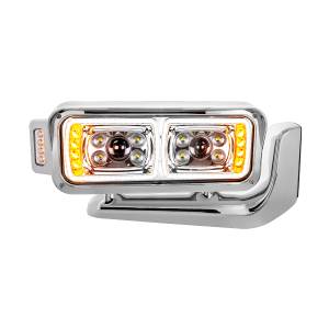 UNITED PACIFIC - 35898 - CONJUNTO DE FAROS DE PROYECCIÓN "CROMADOS" DE 10 LED DE ALTA POTENCIA CON BRAZO DE MONTAJE Y POD LATERAL DE SEÑAL DE GIRO - LADO DEL PASAJERO