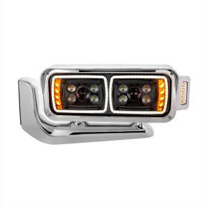UNITED PACIFIC - 35899 - CONJUNTO DE FAROS DE PROYECCIÓN "BLACKOUT" DE 10 LED DE ALTA POTENCIA CON BRAZO DE MONTAJE Y POD LATERAL DE SEÑAL DE GIRO - LADO DEL CONDUCTOR