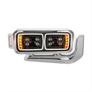 UNITED PACIFIC - 35900 - CONJUNTO DE FAROS DE PROYECCIÓN "BLACKOUT" DE 10 LED DE ALTA POTENCIA CON BRAZO DE MONTAJE Y POD LATERAL DE SEÑAL DE GIRO - LADO DEL PASAJERO