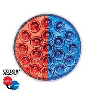 UNITED PACIFIC - 35947 - LUZ FURY DOBLE REDONDA DE 19 LED DE 4" (PARADA Y GIRO) - LED ROJO Y AZUL/LENTE TRANSPARENTE
