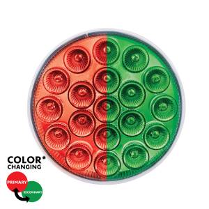 UNITED PACIFIC - 35948 - LUZ FURY DOBLE REDONDA DE 19 LED DE 4" (PARADA Y GIRO) - LED ROJO Y VERDE/LENTE TRANSPARENTE