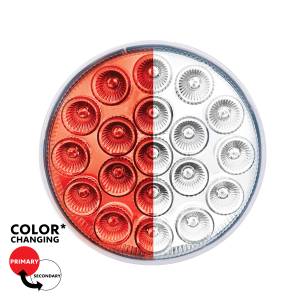 UNITED PACIFIC - 35950 - LUZ FURY DOBLE REDONDA DE 19 LED DE 4" (PARADA Y GIRO) - LED ROJO Y BLANCO/LENTE TRANSPARENTE