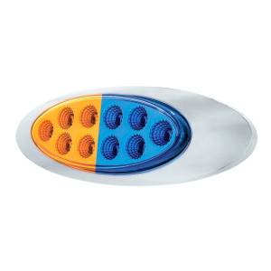 UNITED PACIFIC - UNITED PACIFIC - 35955 - LUZ FURY DOBLE OVALADA DE 10 LED CON LENTE TRANSPARENTE Y BISEL CROMADO (LIQUIDACIÓN/MARCADOR) - LED ÁMBAR Y AZUL/LENTE TRANSPARENTE - Image 6