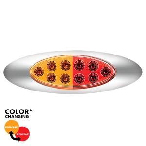 UNITED PACIFIC - UNITED PACIFIC - 35958 - LUZ FURY DOBLE OVALADA DE 10 LED CON LENTE TRANSPARENTE Y BISEL CROMADO (LIQUIDACIÓN/MARCADOR) - LED ÁMBAR Y ROJO/LENTE TRANSPARENTE - Image 2