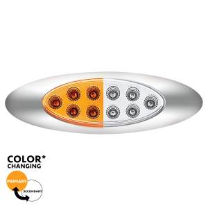 UNITED PACIFIC - UNITED PACIFIC - 35959 - LUZ FURY DOBLE OVALADA DE 10 LED CON LENTE TRANSPARENTE Y BISEL CROMADO (LIQUIDACIÓN/MARCADOR) - LED ÁMBAR Y BLANCO/LENTE TRANSPARENTE - Image 2
