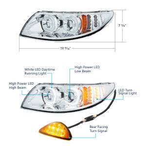 UNITED PACIFIC - UNITED PACIFIC - 35989 - FARO PROYECTOR LED CROMADO CON INTERMITENTE ORIENTADO HACIA ATRÁS PARA INTERNATIONAL DURASTAR 2002-2018 - CONDUCTOR - Image 6