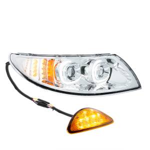 UNITED PACIFIC - 35990 - FARO PROYECTOR LED CROMADO CON INTERMITENTE ORIENTADO HACIA ATRÁS PARA INTERNATIONAL DURASTAR 2002-2018 - PASAJERO