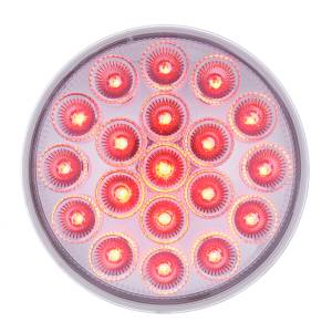 UNITED PACIFIC - 36722 - LUZ FURY DOBLE REDONDA DE 19 LED DE 4" (PARADA, GIRO, COLA) CON LUZ DE ADVERTENCIA - LED ROJO Y ÁMBAR/LENTE TRANSPARENTE