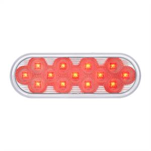 UNITED PACIFIC - 36723 - LUZ FURY DOBLE OVALADA DE 13 LED DE 6" (PARADA, GIRO Y TRASERA) CON LUZ DE ADVERTENCIA - LED ROJO Y ÁMBAR/LENTE TRANSPARENTE