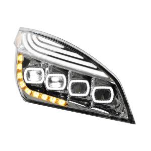 UNITED PACIFIC - UNITED PACIFIC - 36725 - FARO CROMADO DE QUAD-LED CON LED DRL Y SEQ. SEÑAL PARA FREIGHTLINER CASCADIA 2018-2024 - PASAJERO - Image 3