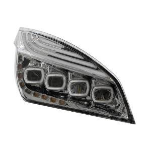 UNITED PACIFIC - UNITED PACIFIC - 36725 - FARO CROMADO DE QUAD-LED CON LED DRL Y SEQ. SEÑAL PARA FREIGHTLINER CASCADIA 2018-2024 - PASAJERO - Image 4