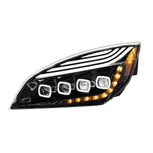 UNITED PACIFIC - 36726 - FARO QUAD-LED NEGRO CON LED DRL Y SEQ. SEÑAL PARA FREIGHTLINER CASCADIA 2018-2024 - CONDUCTOR