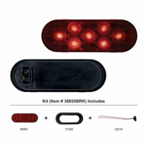 UNITED PACIFIC - 36855BRK - KIT DE LUCES OVALADAS DE 7 LED (PARADA, GIRO Y TRASERA) - LED ROJO/LENTE ROJA