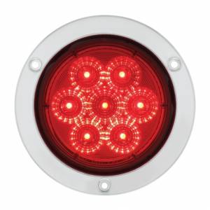 UNITED PACIFIC - 36913 - LUZ DE BRIDA REDONDA DE SS DE 4" DE 7 LED (PARADA, GIRO Y TRASERA) - LED ROJO/LENTE ROJA