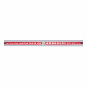 UNITED PACIFIC - 37105 - PLACA DE GUARDABARROS SUPERIOR CROMADA CON DOS BARRAS DE LUCES DE 14 LED DE 24" - LED ROJO/LENTE ROJA (CADA UNO)