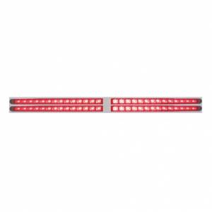 UNITED PACIFIC - 37110 - PLACA SUPERIOR CROMADA PARA GUARDABARROS CON CUATRO BARRAS DE LUCES DE 14 LED DE 24" - LED ROJO/LENTE ROJA (CADA UNO)