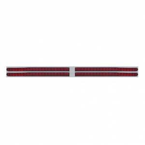 UNITED PACIFIC - 37113 - PLACA DE GUARDABARROS SUPERIOR CROMADA CON CUATRO BARRAS DE LUCES REFLECTORAS DE 19 LED DE 24" - LED ROJO/LEENTE ROJA (CADA UNO)