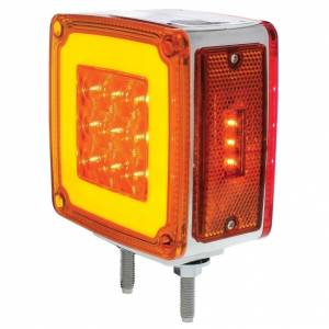 UNITED PACIFIC - 37124 - LUZ GLOLIGHT DE DOBLE CARA DE 53 LED CON MARCADOR LATERAL (SEÑAL DE GIRO) CONDUCTOR - LED ÁMBAR Y ROJO/LENTE ÁMBAR Y ROJA
