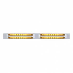 UNITED PACIFIC - 37206 - PLACA SUPERIOR CROMADA PARA GUARDABARROS CON CUATRO BARRAS DE LUCES DE 10 LED DE 9" - LED ÁMBAR/LEENTE ÁMBAR (CADA UNO)