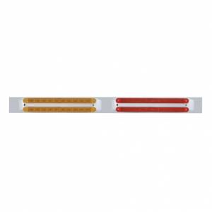 UNITED PACIFIC - 37210 - PLACA DE GUARDABARROS SUPERIOR CROMADA CON CUATRO BARRAS DE LUCES DE 10 LED DE 9" - LED ÁMBAR Y ROJO/LENTE ÁMBAR Y ROJA (CADA UNO)