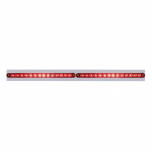 UNITED PACIFIC - 37217 - PLACA DE GUARDABARROS SUPERIOR CROMADA CON DOS BARRAS DE LUCES DE 14 LED DE 12" - LED ROJO/LENTE ROJA (CADA UNO)