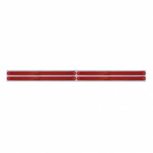 UNITED PACIFIC - 37222 - PLACA SUPERIOR CROMADA PARA GUARDABARROS CON CUATRO BARRAS DE LUCES DE 14 LED DE 12" - LED ROJO/LENTE ROJA (CADA UNO)