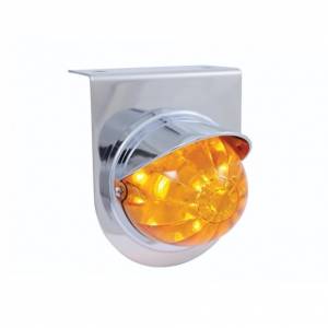 UNITED PACIFIC - 37247 - SOPORTE DE LUZ INOXIDABLE CON VISERA Y LUZ DE SANDÍA DE DOBLE FUNCIÓN DE 17 LED - LED ÁMBAR/LENTE ÁMBAR