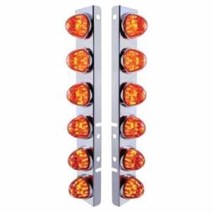 UNITED PACIFIC - 37290 - SOPORTE DEL FILTRO DE AIRE FRONTAL DE ACERO INOXIDABLE CON 12 LUCES LED DE SANDÍA Y BISELES DE ACERO INOXIDABLE PARA LENTES LED PETERBILT-ÁMBAR/ÁMBAR OSCURO