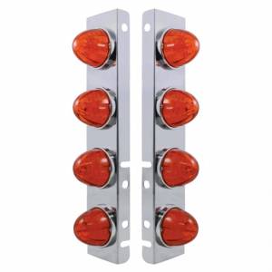 UNITED PACIFIC - UNITED PACIFIC - 37291 - SOPORTE DEL FILTRO DE AIRE FRONTAL DE ACERO INOXIDABLE CON 8X 17 LUCES LED DE SANDÍA Y BISELES DE ACERO INOXIDABLE PARA LENTES LED PETERBILT-AMBER/ÁMBAR OSCURO - Image 2