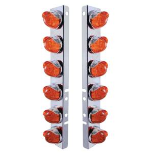UNITED PACIFIC - 37292 - SOPORTE DEL FILTRO DE AIRE FRONTAL DE ACERO INOXIDABLE CON 12 LUCES LED DE SANDÍA Y VISORES DE ACERO INOXIDABLE PARA LENTES LED PETERBILT-AMBER/ÁMBAR OSCURO