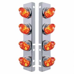 UNITED PACIFIC - 37293 - SOPORTE DEL FILTRO DE AIRE FRONTAL DE ACERO INOXIDABLE CON 8 LUCES LED DE SANDÍA Y VISORES DE ACERO INOXIDABLE PARA LENTES LED PETERBILT-AMBER/ÁMBAR OSCURO