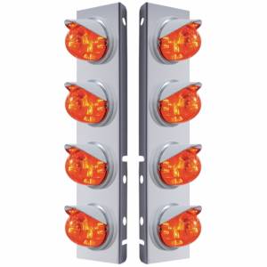 UNITED PACIFIC - 37295 - SOPORTE DEL FILTRO DE AIRE FRONTAL DE ACERO INOXIDABLE CON 8X 17 LUCES LED DE SANDÍA Y VISORES PARA LENTES PETERBILT-AMBER LED/ÁMBAR OSCURO