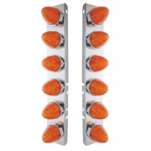 UNITED PACIFIC - 37296 - SOPORTE DEL FILTRO DE AIRE FRONTAL DE ACERO INOXIDABLE CON 12X 19 LUCES LED DE SANDÍA Y BISELES PARA LENTES LED PETERBILT-AMBER/ÁMBAR OSCURO