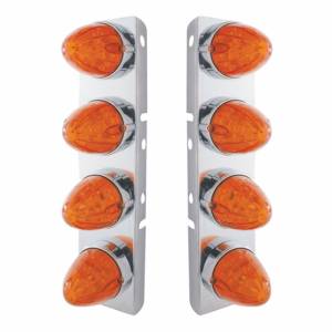 UNITED PACIFIC - 37297 - SOPORTE DEL FILTRO DE AIRE FRONTAL DE ACERO INOXIDABLE CON 8X 19 LUCES LED DE SANDÍA Y BISELES PARA LENTES LED PETERBILT-ÁMBAR/ÁMBAR OSCURO