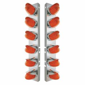 UNITED PACIFIC - 37298 - SOPORTE DEL FILTRO DE AIRE FRONTAL DE ACERO INOXIDABLE CON 12X 19 LUCES LED DE SANDÍA Y VISORES PARA LENTES LED PETERBILT-AMBER/ÁMBAR OSCURO