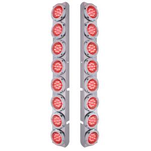 UNITED PACIFIC - 37330 - SOPORTE DEL FILTRO DE AIRE TRASERO DE ACERO INOXIDABLE CON LUCES Y BISELES DE 16X 9 LED DE 2" PARA PETERBILT - LED ROJO/LENTE ROJA