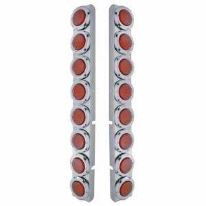 UNITED PACIFIC - UNITED PACIFIC - 37330 - SOPORTE DEL FILTRO DE AIRE TRASERO DE ACERO INOXIDABLE CON LUCES Y BISELES DE 16X 9 LED DE 2" PARA PETERBILT - LED ROJO/LENTE ROJA - Image 2