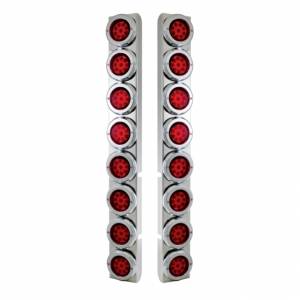 UNITED PACIFIC - 37334 - SOPORTE DEL FILTRO DE AIRE TRASERO SS CON LUCES REFLECTORAS DE 16X 9 LED DE 2" Y BISELES PARA LED Y LENTES PETERBILT-ROJOS