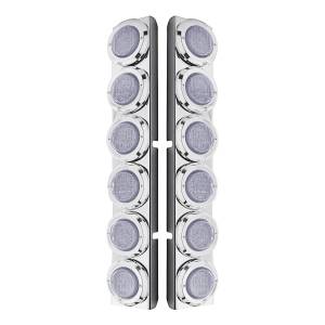 UNITED PACIFIC - 37344 - SOPORTE DEL FILTRO DE AIRE TRASERO DE ACERO INOXIDABLE CON DOCE LUCES Y BISELES DE 9 LED DE 2" PARA PETERBILT - LED ROJO/LENTE TRANSPARENTE