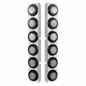 UNITED PACIFIC - 37345 - SOPORTE DEL FILTRO DE AIRE TRASERO SS CON 12X 9 LUCES LED DE 2" PARA PETERBILT-LED ROJO/LENTE TRANSPARENTE