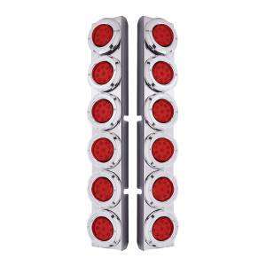 UNITED PACIFIC - 37346 - SOPORTE DEL FILTRO DE AIRE TRASERO SS CON LUCES REFLECTORAS DE 12X 9 LED DE 2" Y BISELES PARA LED Y LENTES PETERBILT-ROJOS