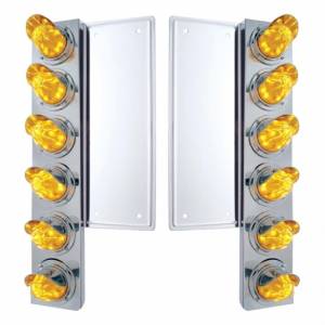 UNITED PACIFIC - 37354 - SOPORTE DEL FILTRO DE AIRE DELANTERO FL SS CON 12X 11 LUCES Y VISORES DE SANDÍA LED - LED ÁMBAR Y LENTES
