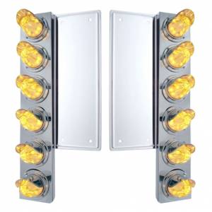 UNITED PACIFIC - 37356 - SOPORTE DEL FILTRO DE AIRE DELANTERO FL SS CON 12X 11 LUCES Y VISORES DE SANDÍA LED - LED ÁMBAR / LENTE TRANSPARENTE