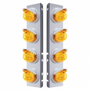 UNITED PACIFIC - 37374 - SOPORTE DEL FILTRO DE AIRE DELANTERO DE ACERO INOXIDABLE CON LUCES REFLECTORAS DE 8X 17 LED Y VISORES PARA LED Y LENTES PETERBILT-AMBER