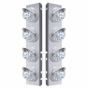 UNITED PACIFIC - 37375 - SOPORTE DEL FILTRO DE AIRE DELANTERO DE ACERO INOXIDABLE CON LUCES REFLECTORAS DE 8X 17 LED Y VISORES PARA LENTES LED/CLARAS PETERBILT-AMBER