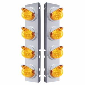 UNITED PACIFIC - 37376 - SOPORTE DEL FILTRO DE AIRE DELANTERO DE ACERO INOXIDABLE CON LUCES REFLECTORAS DE DOBLE FUNCIÓN LED ÁMBAR DE 8X 17 Y VISORES PARA LENTES PETERBILT-ÁMBAR